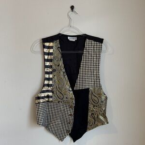 Vintage Mirrors Black & Gold Patchwork Vest